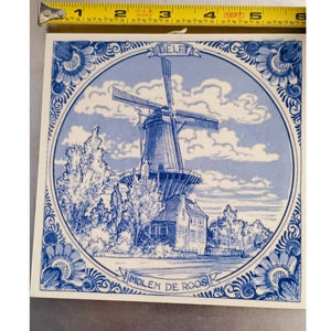 Delft Holland Handmade Windmill 6x6 Decorative Tile (chip on back only)